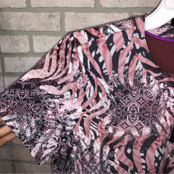 Healing Hands Purple Label Zip Pull Over Mandarin Scrub Top in Auki Size XS - Picture 2 of 6